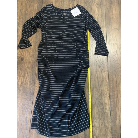 Isabel Maternity Striped 3/4 Sleeve Ribbed T-Shirt Maternity Dress Large, 1020 - Picture 7 of 8